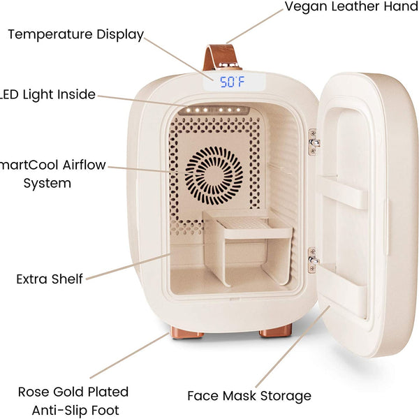 Mini Fridge, Professional Compact Fridge for Skincare, Mini Cosmetics, Makeup, 5 Liter (Cream White, 5L)