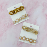 Marble Chain and Pearl Hair Clip Set