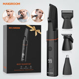 4 in 1 Body Hair Shaver Kits for Men Nose/Beard Hair Trimmer Electric IPX6 Waterproof Groin Pubic Hair Shaver for Man