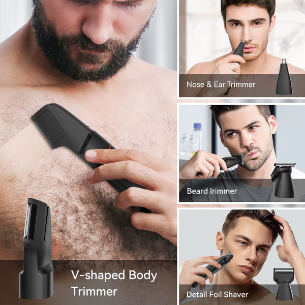 4 in 1 Body Hair Shaver Kits for Men Nose/Beard Hair Trimmer Electric IPX6 Waterproof Groin Pubic Hair Shaver for Man