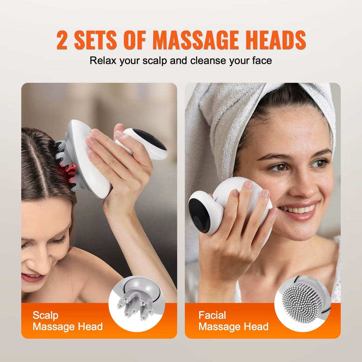 VEVOR Electric Scalp Massager Rechargeable Head Massager Hair Growth IPX7 Waterproof Portable Kneading Electric Scalp Scratcher