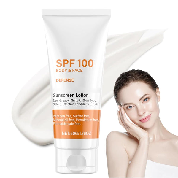 Spf 100 Face Sunscreen Moisturizer - Travel Size Sunblock - Oil Free Facial Sun Screen - Sun Screen Protector for Face & Body - Non-Greasy,No White Cast Waterproof Sunscreen Lotion -Dry Oily Skincare