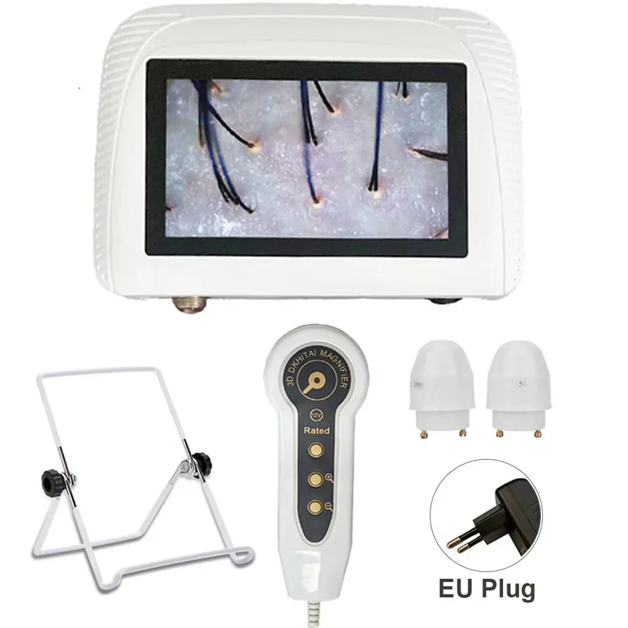 5 Inch Skin Analyzer Skin Hair Scalp Detector Dermoscopy Tester Analyser for Diagnosis Skin Care Tools with 2 Lens Rechargeable