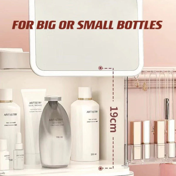All-In-One Organizer with Led Mirror for Makeup Skincare & Accessories
