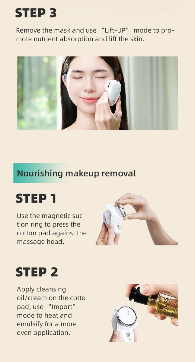 KiCA Skincare Device Face Lifting Tighten Skin Rejuvenation Gentle Warm Compress Ion Therapy Enhanced Cleansing Tool