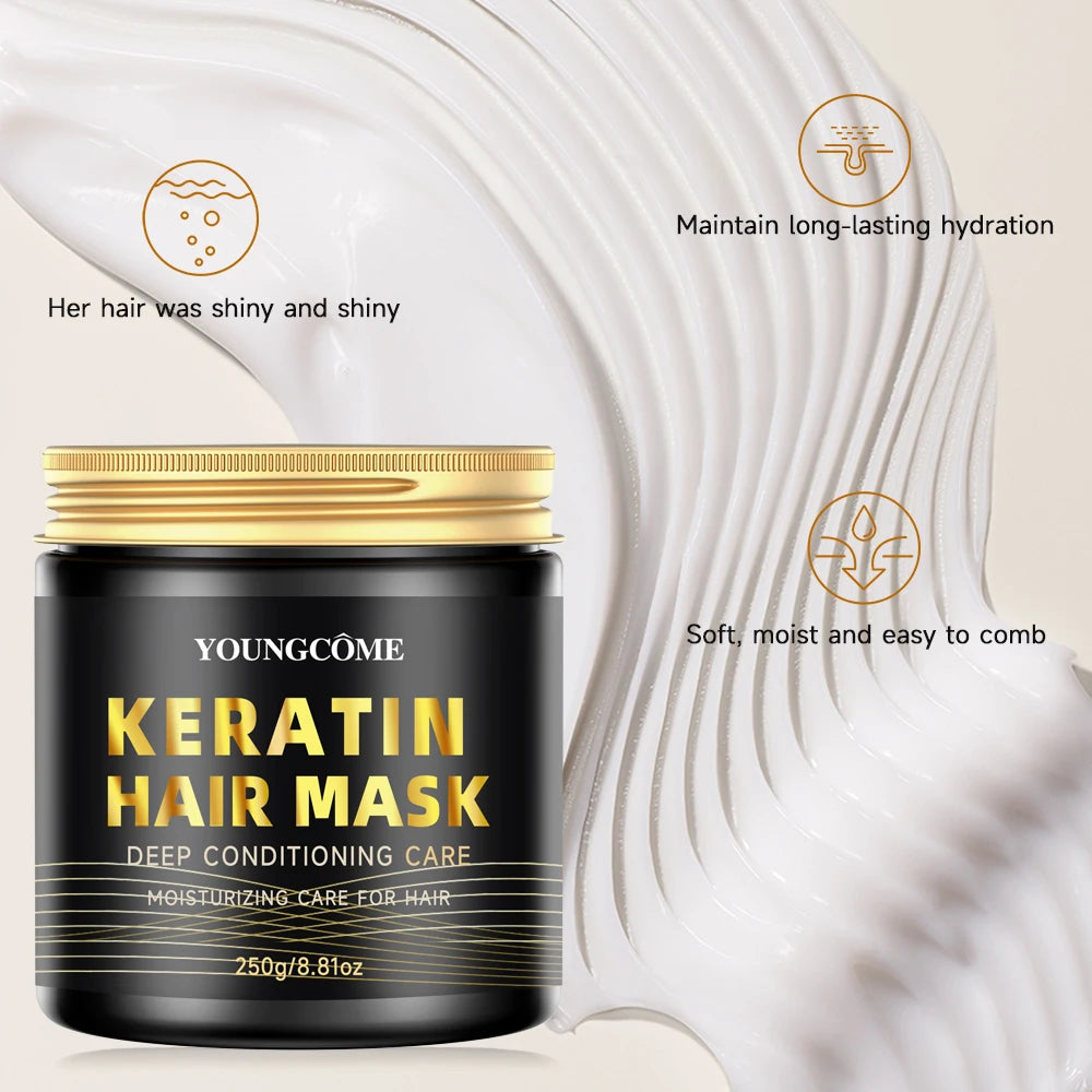 Keratin Hair Mask Professional Deep Nourishing Hair Care Repair Damaged Hair Restore Shine Suitable For All Hair Types hair care