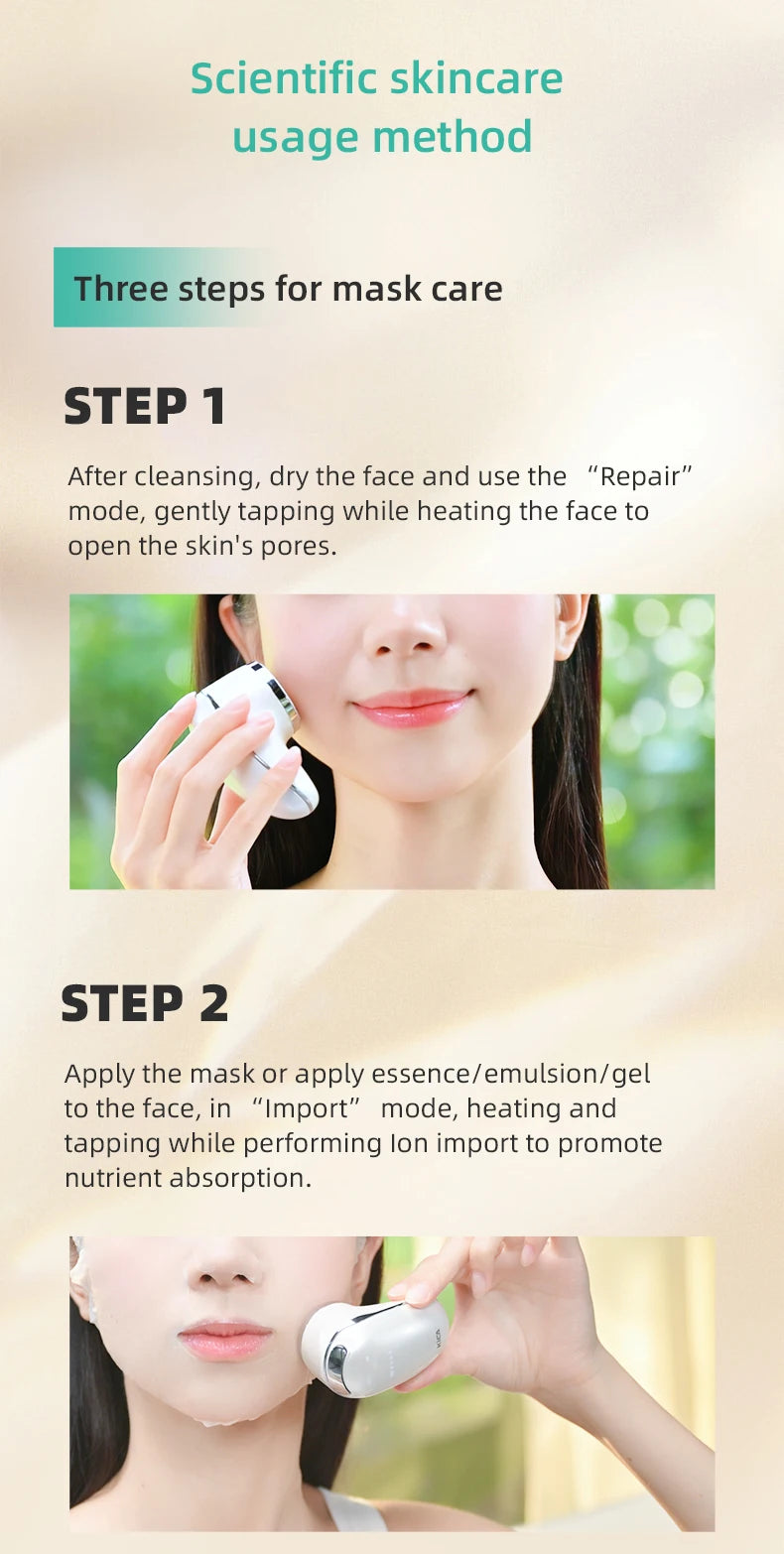 KiCA Skincare Device Face Lifting Tighten Skin Rejuvenation Gentle Warm Compress Ion Therapy Enhanced Cleansing Tool