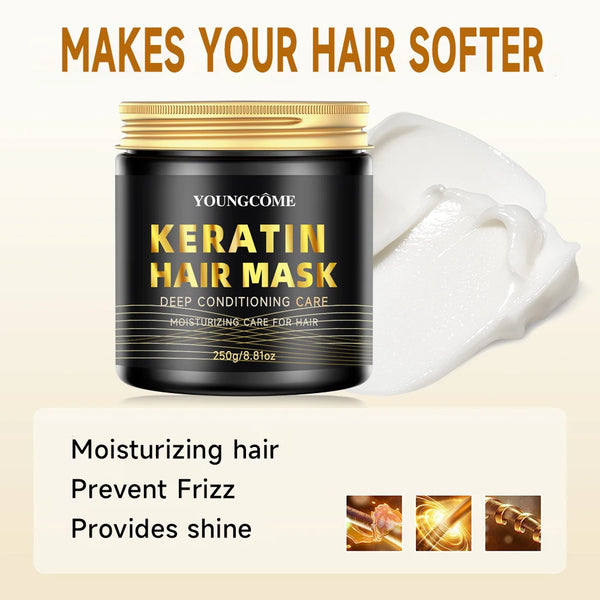 Keratin Hair Mask Professional Deep Nourishing Hair Care Repair Damaged Hair Restore Shine Suitable For All Hair Types hair care