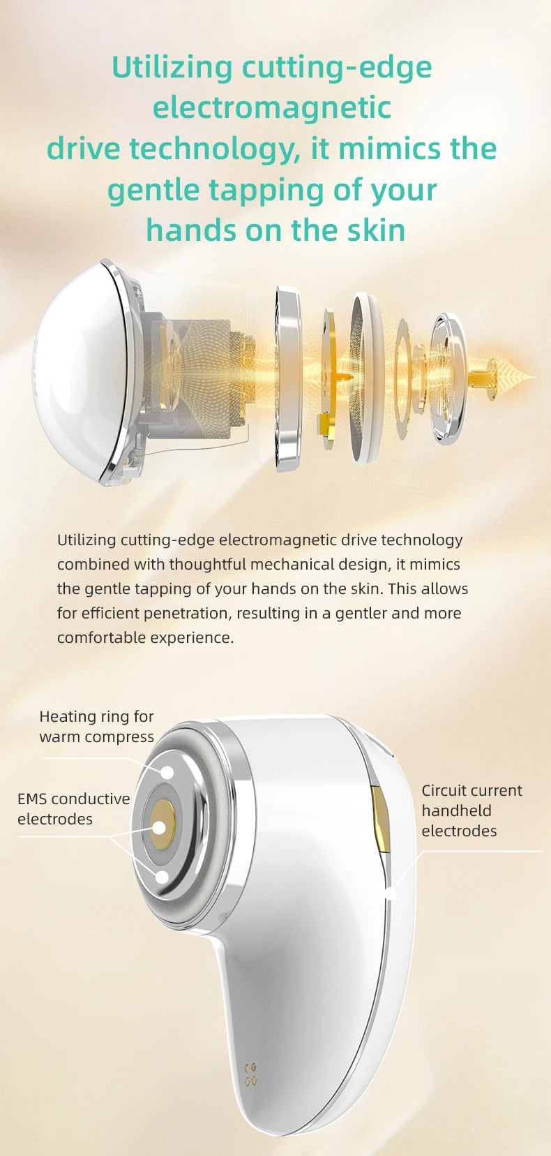 KiCA Skincare Device Face Lifting Tighten Skin Rejuvenation Gentle Warm Compress Ion Therapy Enhanced Cleansing Tool