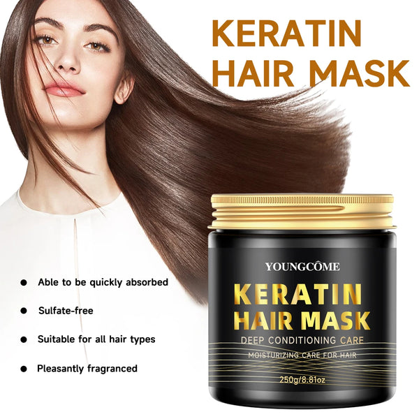 Keratin Hair Mask Professional Deep Nourishing Hair Care Repair Damaged Hair Restore Shine Suitable For All Hair Types hair care