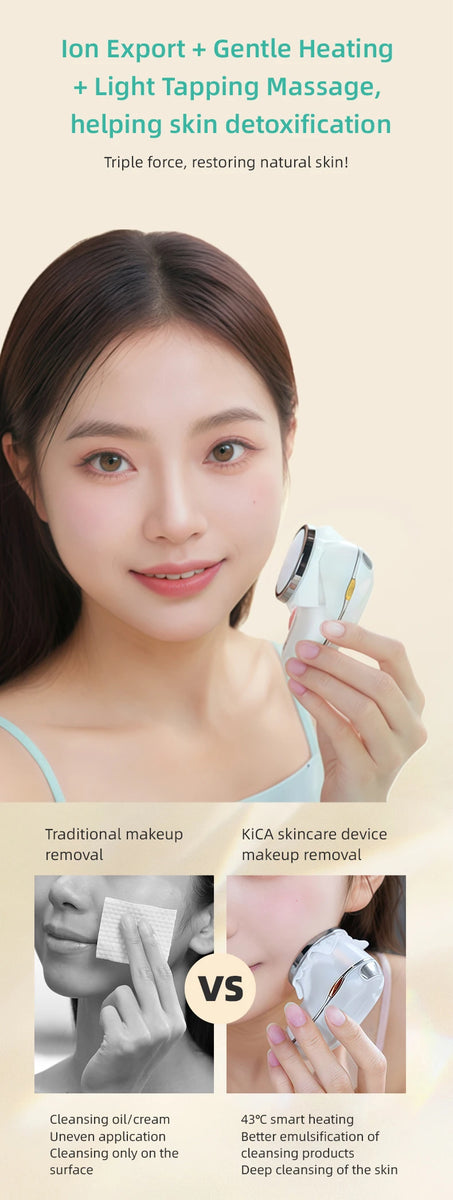 KiCA Skincare Device Face Lifting Tighten Skin Rejuvenation Gentle Warm Compress Ion Therapy Enhanced Cleansing Tool