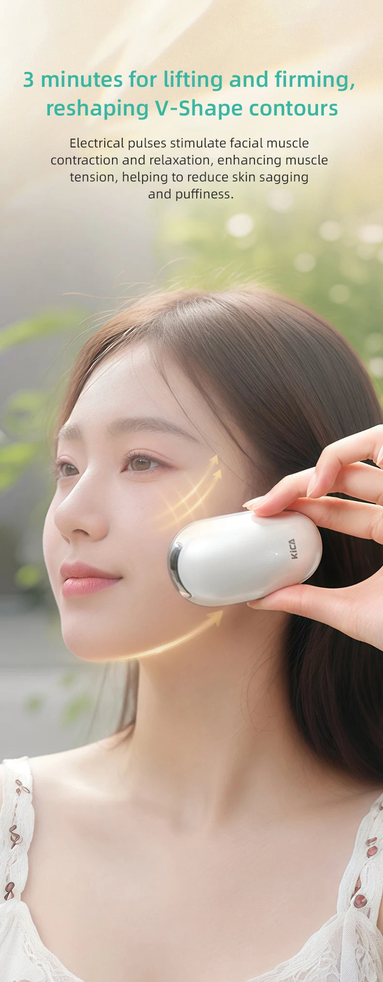 KiCA Skincare Device Face Lifting Tighten Skin Rejuvenation Gentle Warm Compress Ion Therapy Enhanced Cleansing Tool