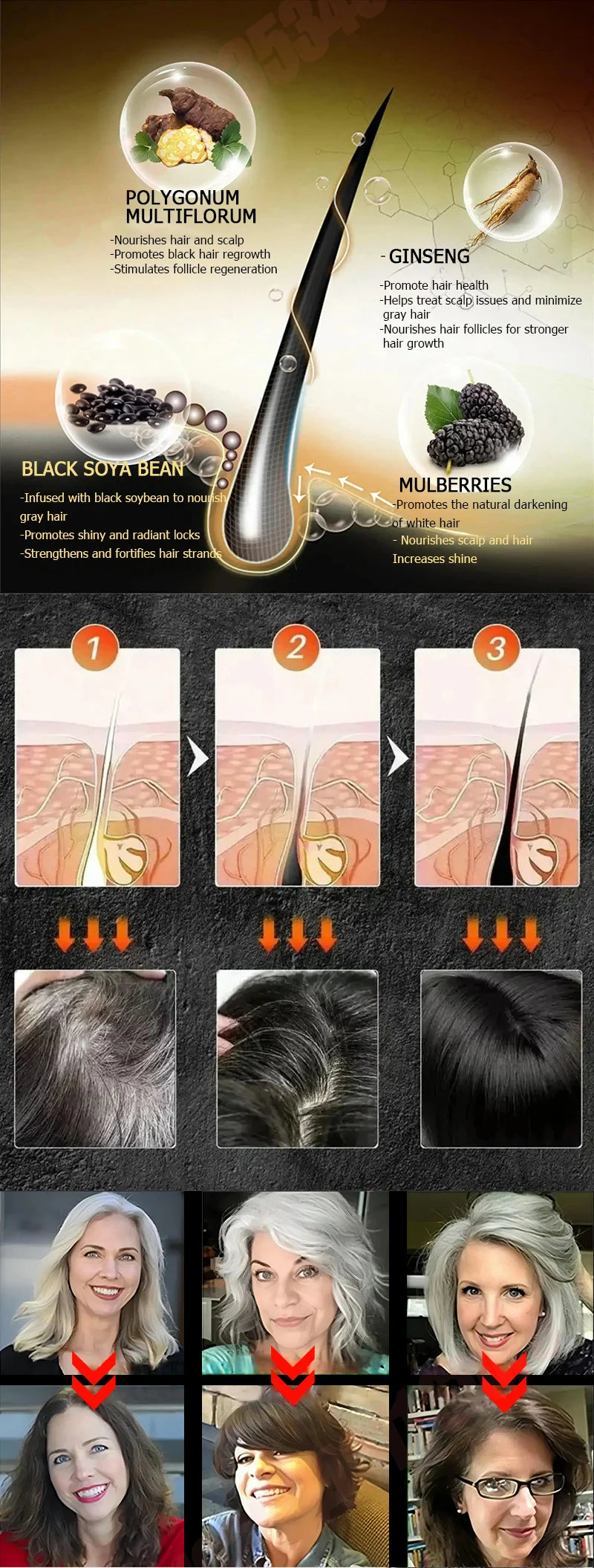 Hair care essential oil nourishes the scalp to produce black hair and refreshing oil control to strengthen hair roots