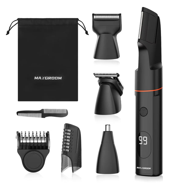 4 in 1 Body Hair Shaver Kits for Men Nose/Beard Hair Trimmer Electric IPX6 Waterproof Groin Pubic Hair Shaver for Man