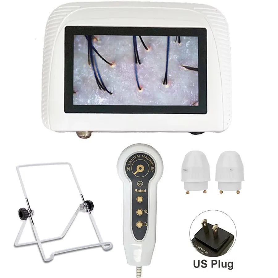 5 Inch Skin Analyzer Skin Hair Scalp Detector Dermoscopy Tester Analyser for Diagnosis Skin Care Tools with 2 Lens Rechargeable