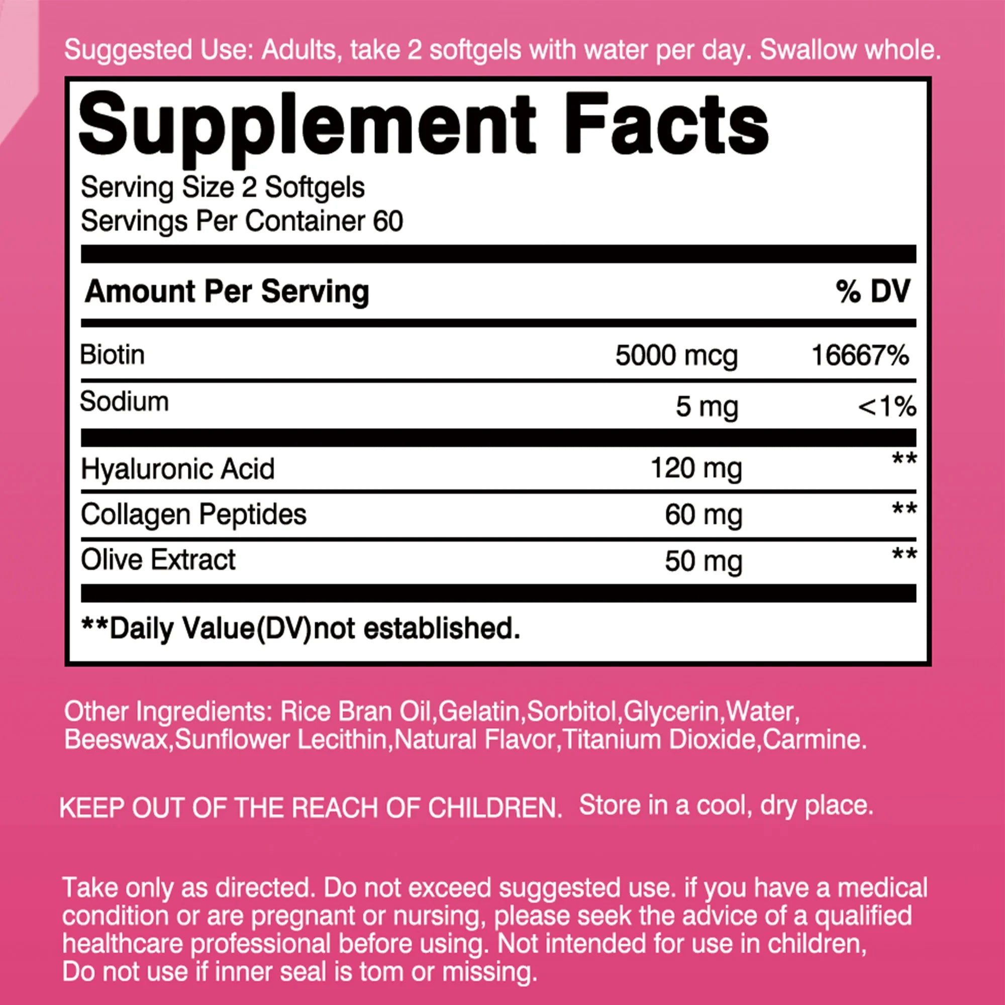 Ultra Strength Beauty Capsules - Whitening Skin Care, Replenishing Hair, Skin and Nails - 120 Capsules