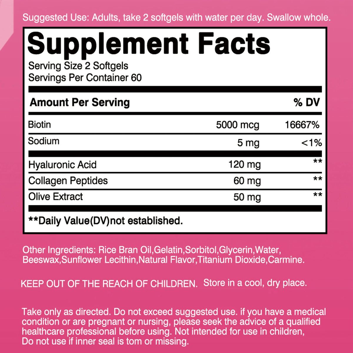 Ultra Strength Beauty Capsules - Whitening Skin Care, Replenishing Hair, Skin and Nails - 120 Capsules