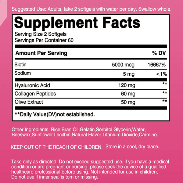 Ultra Strength Beauty Capsules - Whitening Skin Care, Replenishing Hair, Skin and Nails - 120 Capsules