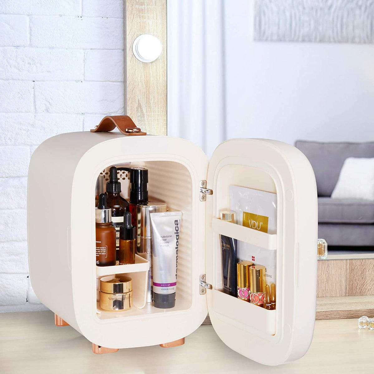 Mini Fridge, Professional Compact Fridge for Skincare, Mini Cosmetics, Makeup, 5 Liter (Cream White, 5L)
