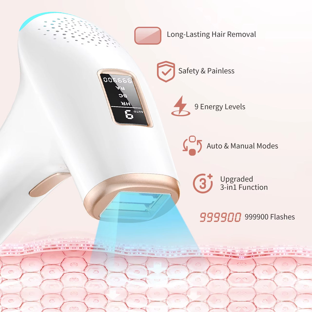 3-In-1 Laser Epilator Painless IPL Hair Removal for Women Bikini Legs Arms Laser Hair Remover 999900 Flash Permanent Depilato