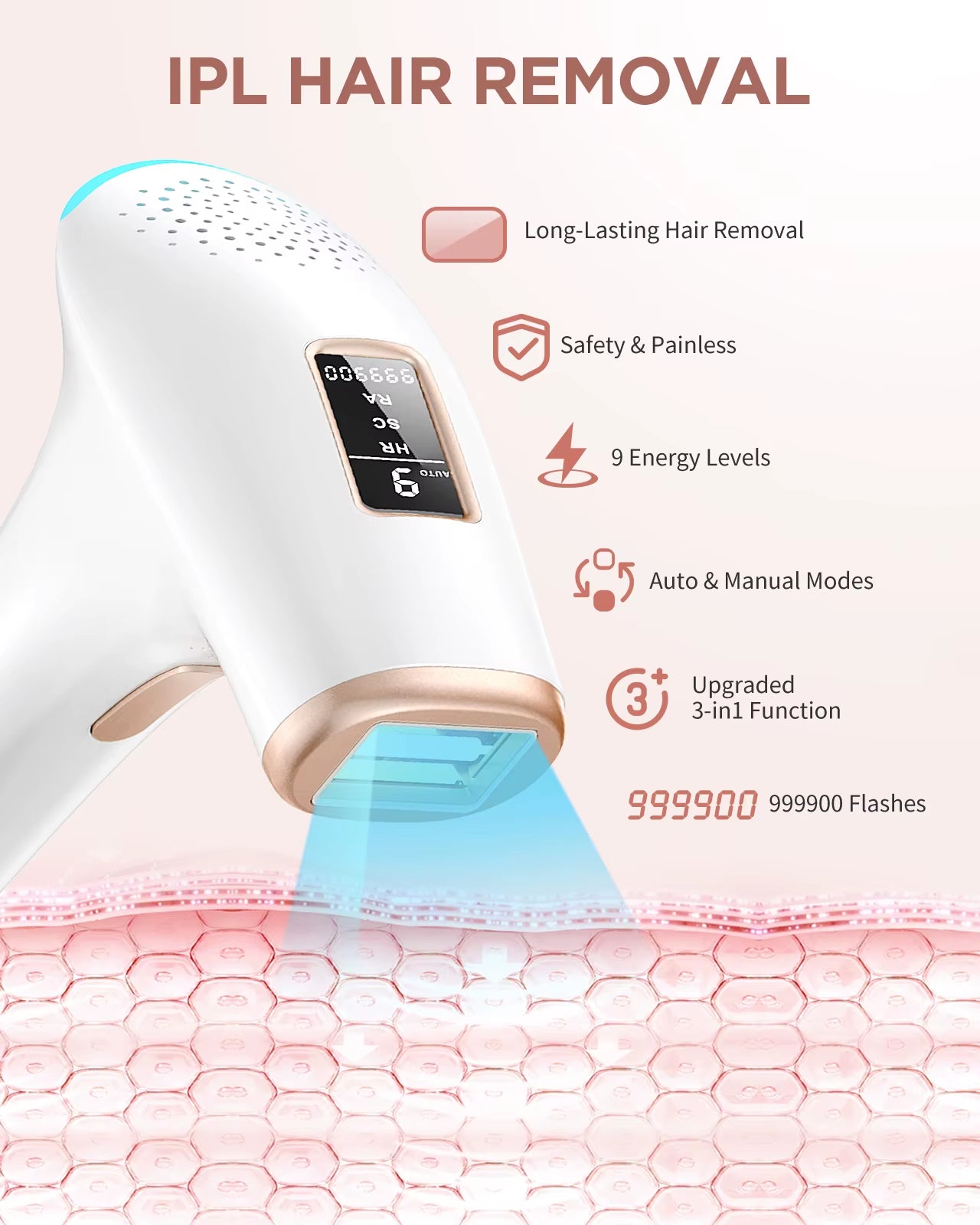 3-In-1 Laser Epilator Painless IPL Hair Removal for Women Bikini Legs Arms Laser Hair Remover 999900 Flash Permanent Depilato