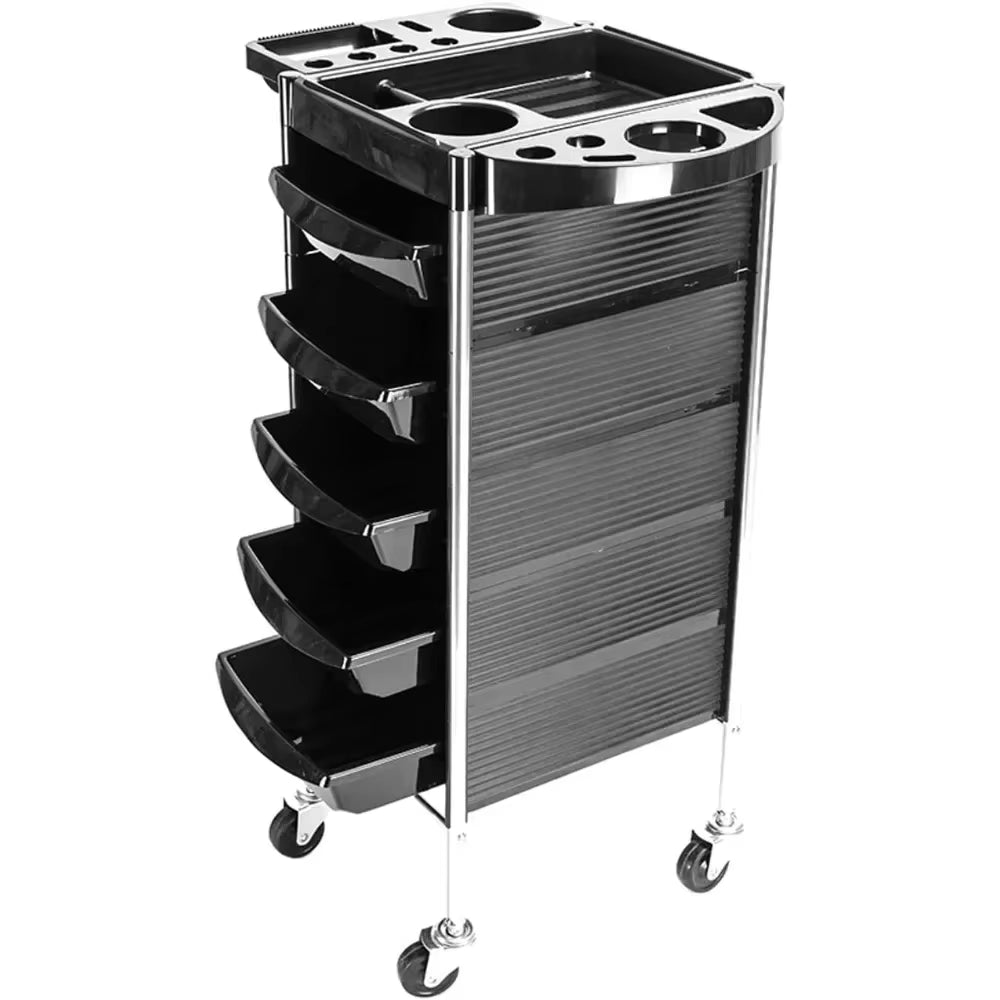 Salon Trolley Cart with Wheels, 5 Drawers, Hair Cart Rolling Storage Organizer Barber Station, Salon Cart for Hair Stylist